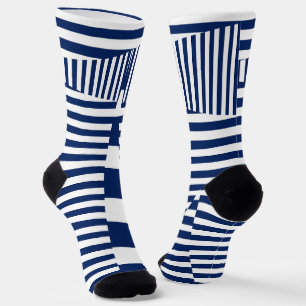 Streifen auf Streifen in Blau und Weiß Socken