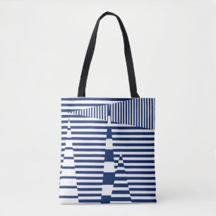 Streifen auf Streifen in Blau und Weiß Tasche