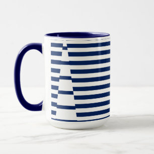 Streifen auf Streifen in Blau und Weiß Tasse