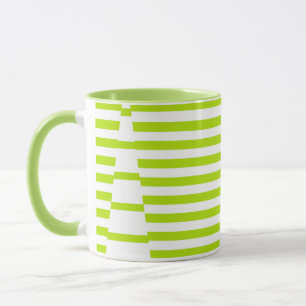Streifen auf Streifen - Kalkgrün und Weiß Tasse