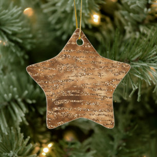 Streifen aus braunem Glitzer Keramik Ornament