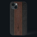Streifen aus braunem und schwarzem Strohleder Case-Mate iPhone Hülle<br><div class="desc">Bild von schwarz und braun gealterten Ledertextur gesteppte Streifen mit beigen Akzenten. Benutzerdefiniertes und optionales Monogramm Elegantes männliches Design. Design ist auf ausgewähltem Produkt erhältlich,  kann aber jederzeit per E-Mail angefordert werden.</div>