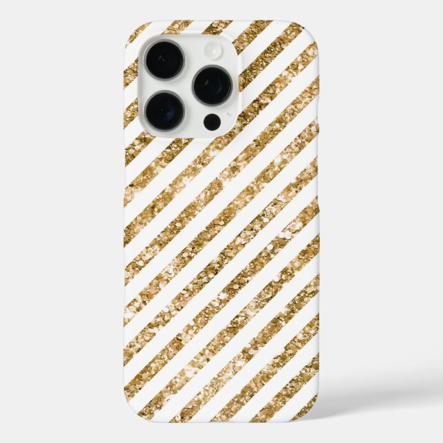 Streifen aus Gold Glitzer iPhone 16 Pro Hülle (Rückseite)