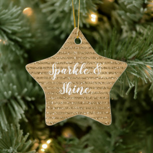 Streifen aus Gold Glitzer      Keramik Ornament