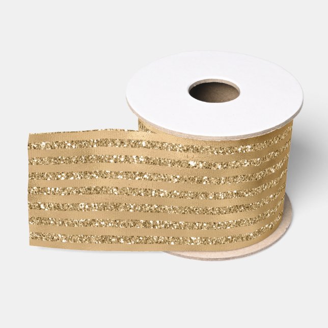 Streifen aus Gold Glitzer Ripsband (Spule)