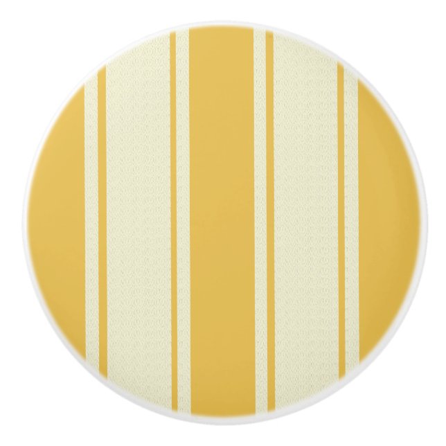 Streifen aus Gold und Creme Keramikknauf (Vorderseite)
