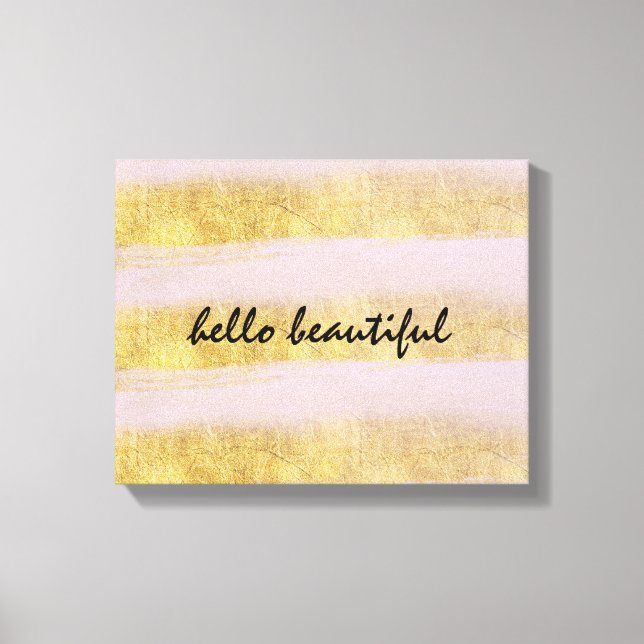 Streifen aus Gold und Rosa Leinwanddruck (Vorderseite)