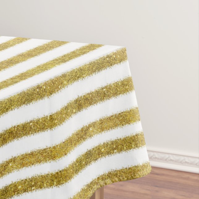 Streifen aus Gold und Weiß Tischdecke (Beispiel)
