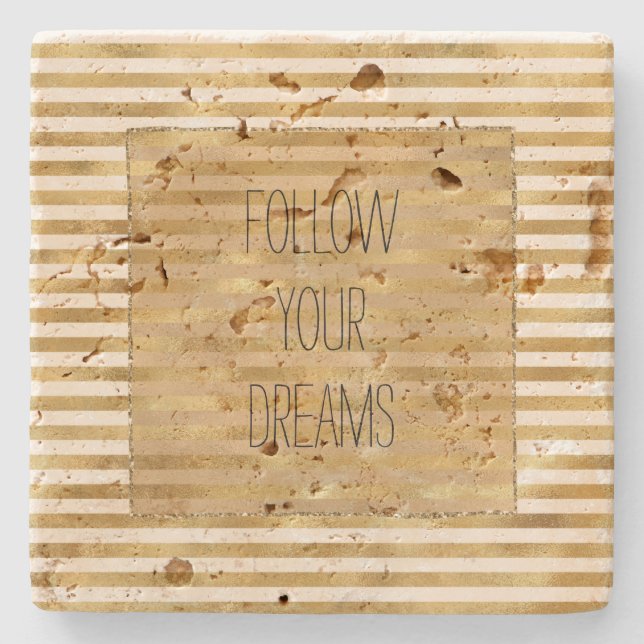 Streifen aus Goldcreme Steinuntersetzer (Vorderseite)