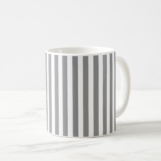 Streifen aus grauem und weißem Süßstoff Kaffeetasse (VorderseiteRechts)