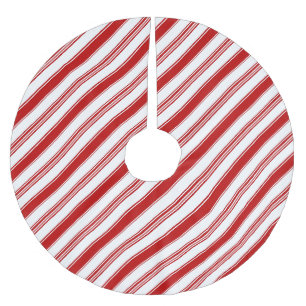 Streifen aus rotem und weißem Süßkartoffel Polyester Weihnachtsbaumdecke