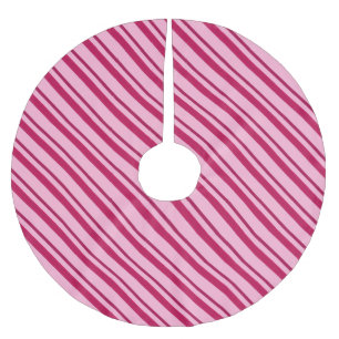 Streifen aus Samt, Fuchsia und Blassrosa Polyester Weihnachtsbaumdecke