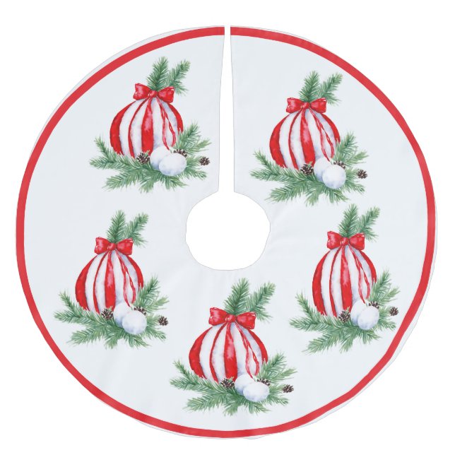 Streifen-Baumkronen Polyester Weihnachtsbaumdecke (Vorderseite)