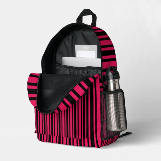 Streifen Bedruckter Rucksack (Rückseitige Ecke links (Offen) )