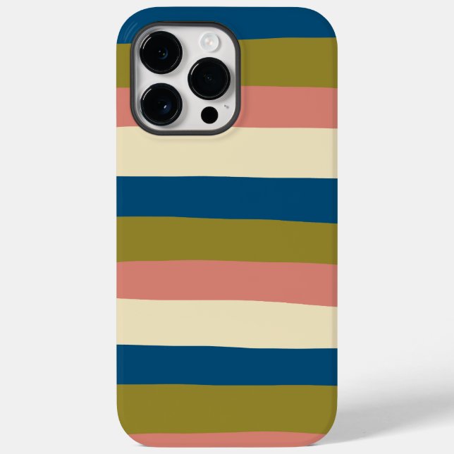 Streifen - Blau, Olivgrün, Rosa und Creme Case-Mate iPhone 14 Pro Max Hülle (Rückseite)