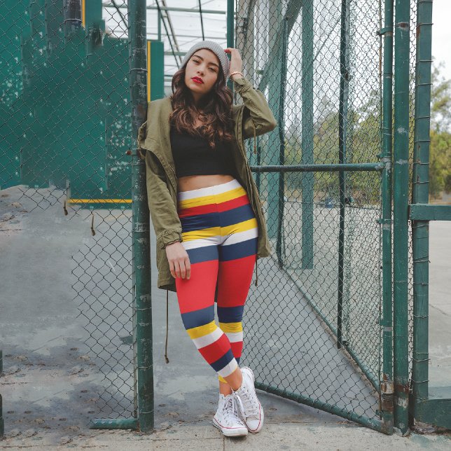 Streifen Blau Rot Gelb Capri Leggings (Von Creator hochgeladen)