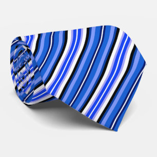 Streifen - Blau, Schwarz und Weiß Krawatte