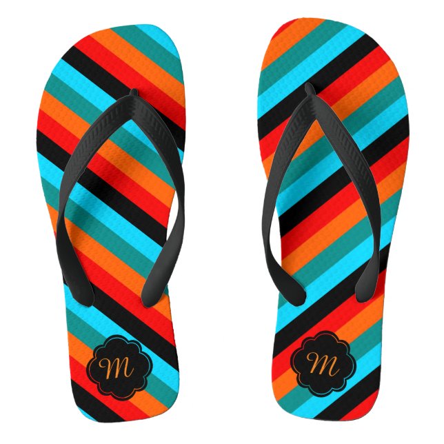 Streifen breite Streifen, Frauen 4 - Männer 3 Flip Flops (Fußbett)