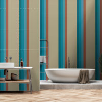 Streifen Cool Blaues Aqua Brauner Roststein Graues