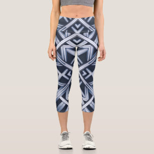 Streifen der Harmonie in Blau Capri Leggings