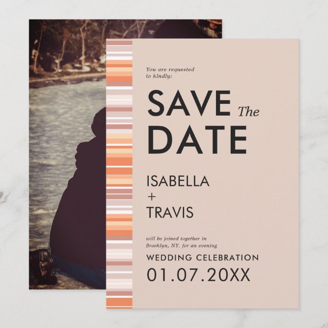 Streifen der Herbstsaison | Foto Save the Date Einladung (Vorne/Hinten)