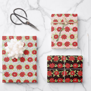 Streifen der roten Blume Geschenkpapier Set