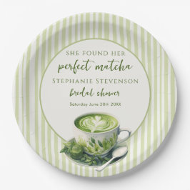 Streifen, die sie ihr perfektes Matcha-Brautparty  Pappteller