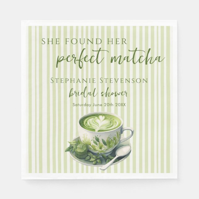 Streifen, die sie ihr perfektes Matcha-Brautparty  Serviette (Vorderseite)