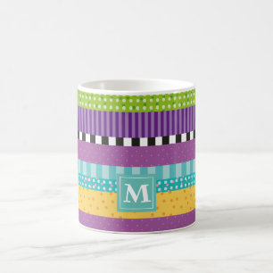 Streifen Dots Muster Monogramm Kaffeetasse