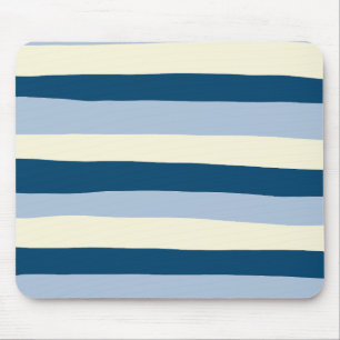 Streifen - dunkelblau, hellblau und creme mousepad