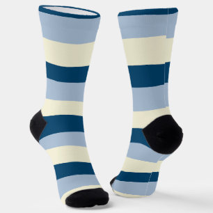 Streifen - dunkelblau, hellblau und creme socken