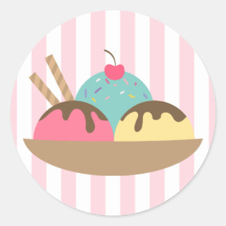 Streifen Eiscreme Sundae Runder Aufkleber