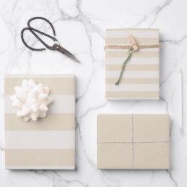 Streifen / feste beige Papiertücher für Elfenbein Geschenkpapier Set