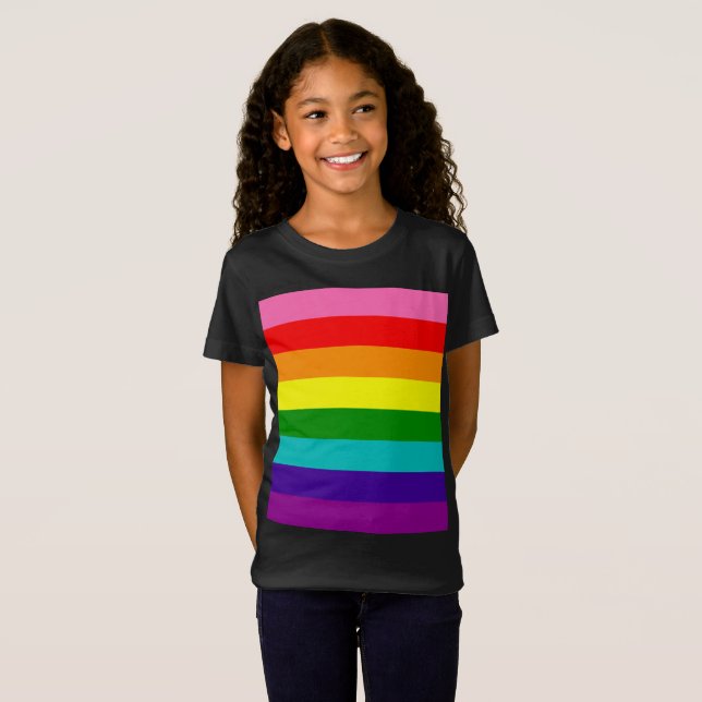 Streifen-Flagge des Regenbogen-Gay Pride-LGBT der T-Shirt (Vorne ganz)