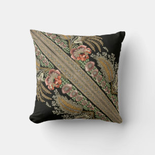 Streifen Floral Vintage Elegant Brokat Spitze Gold Kissen