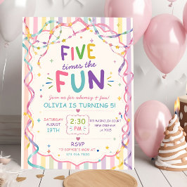Streifen Fünfmal So Viel Spaß Bunter Geburtstag Einladung