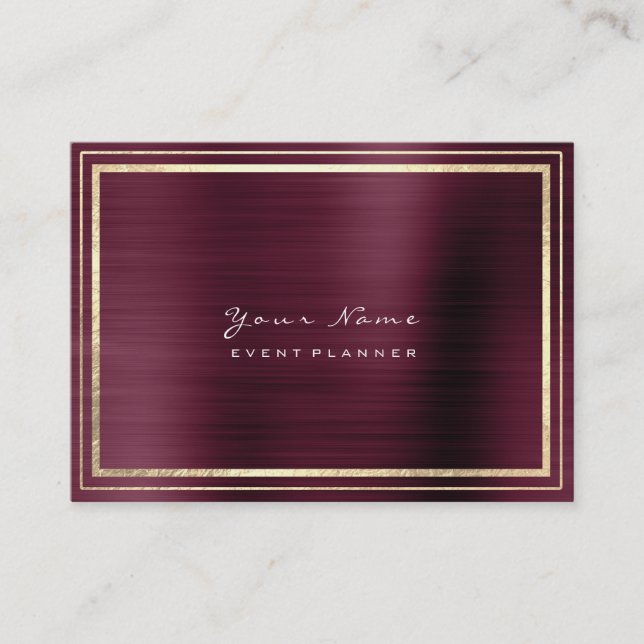 Streifen Gerahmt Minimal Metallic Burgundy Maroon Visitenkarte (Vorderseite)