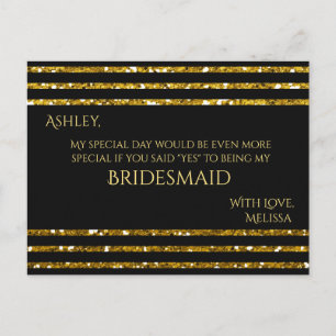 Streifen Glitzer - Werden Sie meine Bridesmaid? Einladungspostkarte
