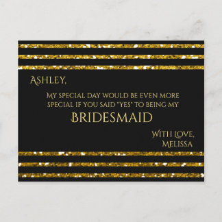 Streifen Glitzer - Werden Sie meine Bridesmaid? Einladungspostkarte