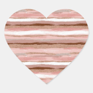Streifen Gold Glitzer Rosa Heart Aufkleber