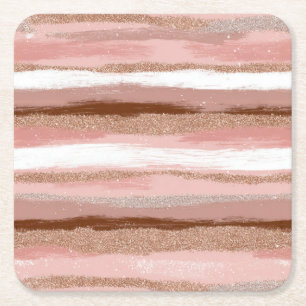Streifen Gold Glitzer Rosa Paper Untersetzer