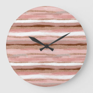 Streifen Gold Glitzer Rosa Uhr