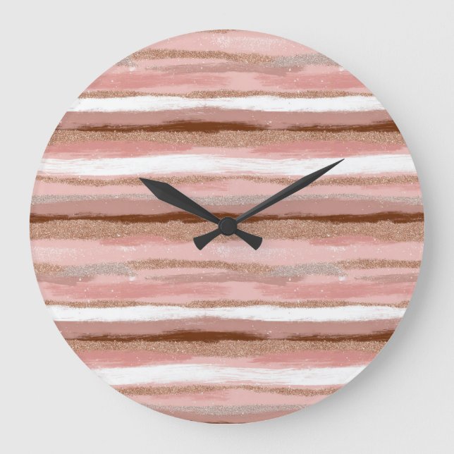 Streifen Gold Glitzer Rosa Uhr (Vorderseite)