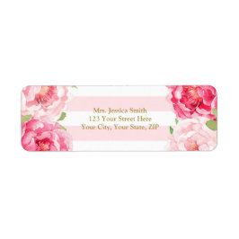 Streifen Gold Pink Blush Floral Rücksendeadresse E