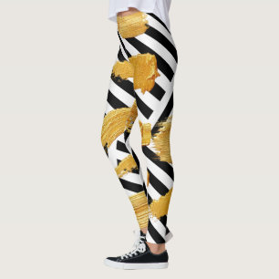 Streifen Gold Schwarz & Weiß Leggings