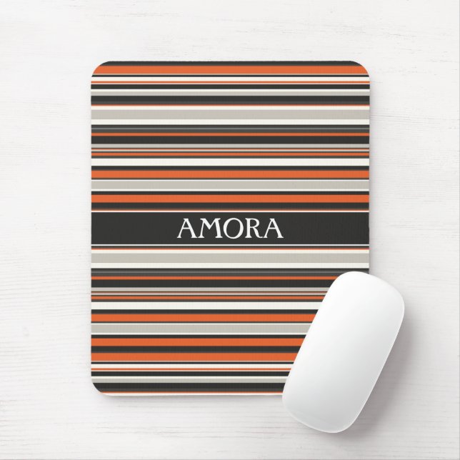 Streifen Grau Orange Minimales Muster Mousepad (Mit Mouse)