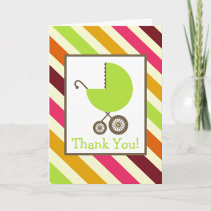 Streifen & Green Carriage Baby Dusche Vielen Dank Dankeskarte
