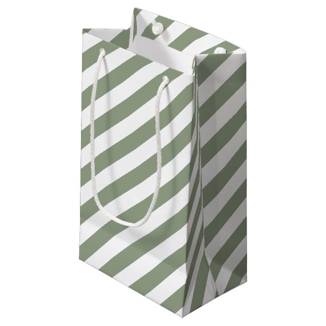 Streifen grün und weiß kleine geschenktüte (Vorderseite Schrägansicht)