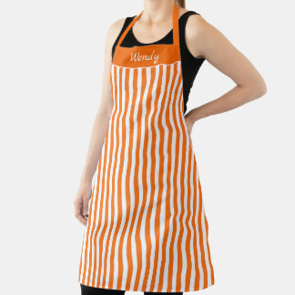 Streifen Halloween Orange und Weiß Muster Schürze