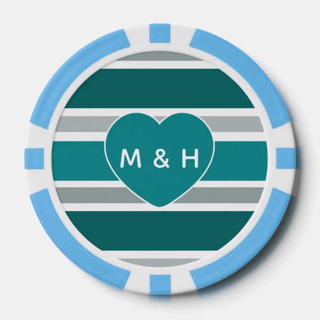 Streifen & Heftspäne für Monogramm und Datums-Poke Pokerchips (Vorderseite)